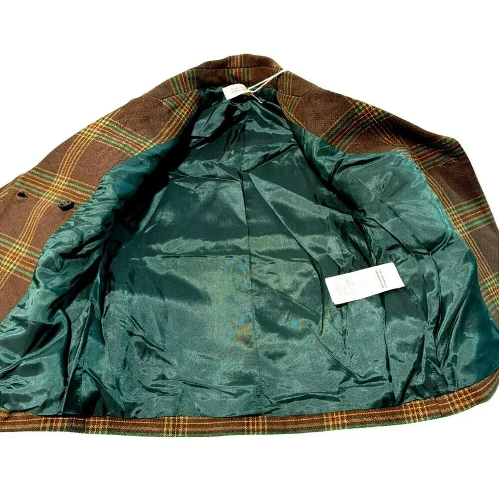 The Animals Observatory Plaid Double-Breasted Blazer Jacket Size 4 New